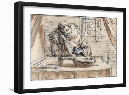 Youth Tuning His Instrument-Crispin I De Passe-Framed Giclee Print