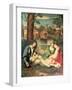 Youth with a Guitar and Two Girls Sitting on a River Bank-Giorgione-Framed Giclee Print