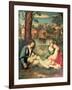 Youth with a Guitar and Two Girls Sitting on a River Bank-Giorgione-Framed Giclee Print