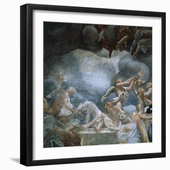 Youths on Balcony, Detail of Frescoes of Dome of Parma Cathedral-Antonio Allegri Da Correggio-Framed Giclee Print