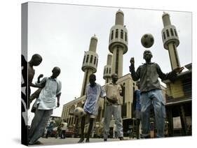 Youths Play Soccer-null-Stretched Canvas