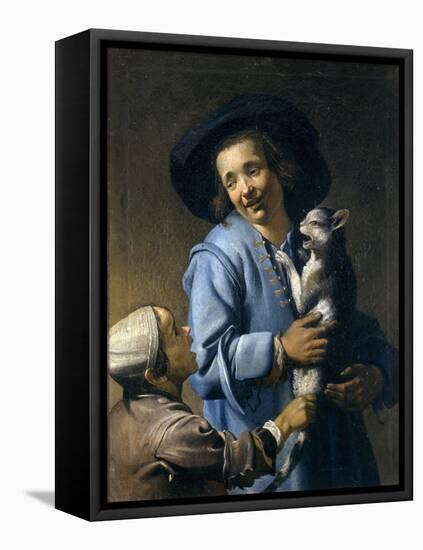 Youths Playing with the Cat, 1620-1625-Abraham Bloemaert-Framed Stretched Canvas