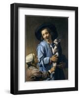 Youths Playing with the Cat, 1620-1625-Abraham Bloemaert-Framed Premium Giclee Print