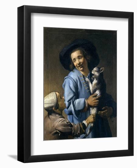 Youths Playing with the Cat, 1620-1625-Abraham Bloemaert-Framed Premium Giclee Print