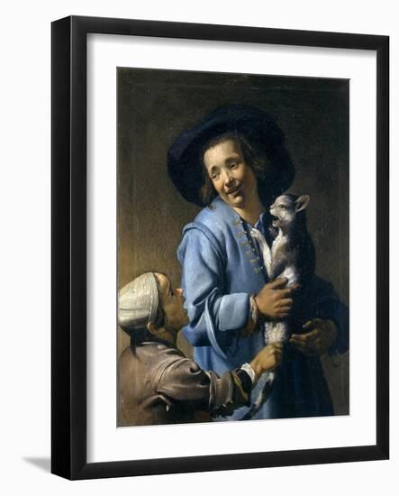 Youths Playing with the Cat, 1620-1625-Abraham Bloemaert-Framed Giclee Print