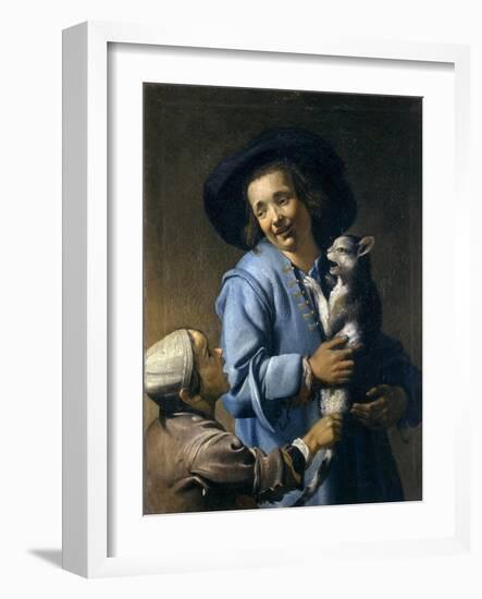 Youths Playing with the Cat, 1620-1625-Abraham Bloemaert-Framed Giclee Print