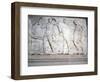 Youths ready to mount (slab XLII), from the north frieze of the Parthenon, Greek, c438-432 BC-Werner Forman-Framed Photographic Print