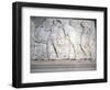 Youths ready to mount (slab XLII), from the north frieze of the Parthenon, Greek, c438-432 BC-Werner Forman-Framed Photographic Print