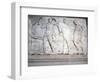 Youths ready to mount (slab XLII), from the north frieze of the Parthenon, Greek, c438-432 BC-Werner Forman-Framed Photographic Print