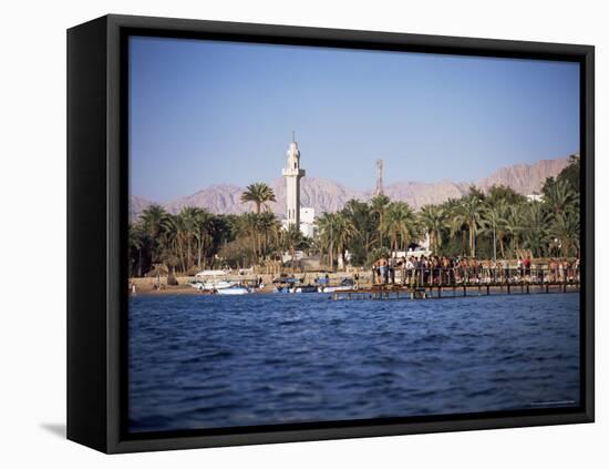 Youths Swimming from Jetty, Town Beach, Aqaba, Jordan, Middle East-Richard Ashworth-Framed Stretched Canvas