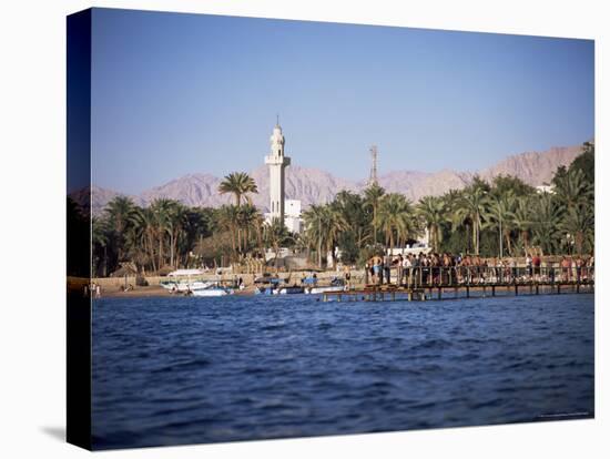 Youths Swimming from Jetty, Town Beach, Aqaba, Jordan, Middle East-Richard Ashworth-Stretched Canvas