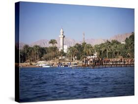 Youths Swimming from Jetty, Town Beach, Aqaba, Jordan, Middle East-Richard Ashworth-Stretched Canvas