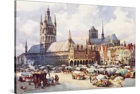 Ypres, Market Place C1914-Douglas Snowdon-Stretched Canvas