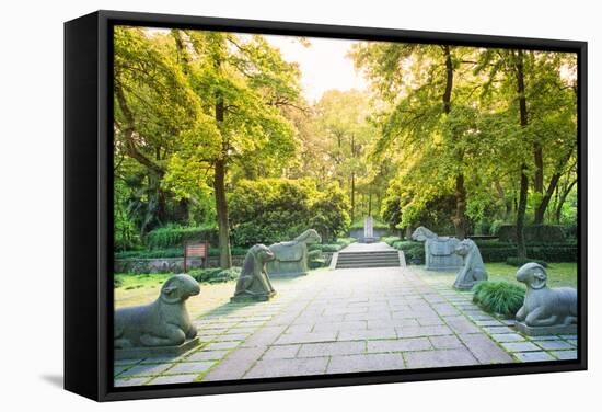 Yu Qian's Tomb with Animal Statues, Hangzhou, Zhejiang, China, Asia-Andreas Brandl-Framed Stretched Canvas