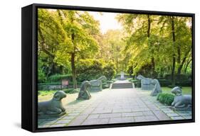 Yu Qian's Tomb with Animal Statues, Hangzhou, Zhejiang, China, Asia-Andreas Brandl-Framed Stretched Canvas