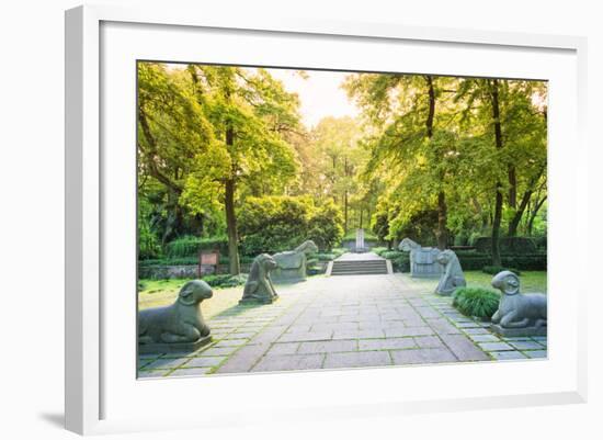 Yu Qian's Tomb with Animal Statues, Hangzhou, Zhejiang, China, Asia-Andreas Brandl-Framed Photographic Print