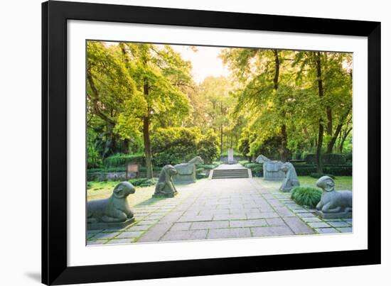 Yu Qian's Tomb with Animal Statues, Hangzhou, Zhejiang, China, Asia-Andreas Brandl-Framed Photographic Print