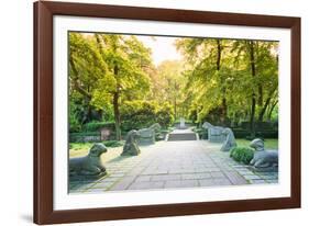 Yu Qian's Tomb with Animal Statues, Hangzhou, Zhejiang, China, Asia-Andreas Brandl-Framed Photographic Print