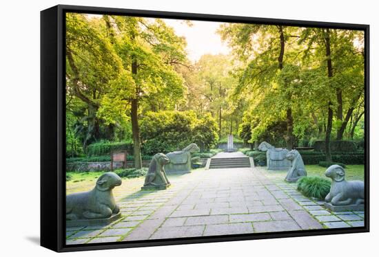 Yu Qian's Tomb with Animal Statues, Hangzhou, Zhejiang, China, Asia-Andreas Brandl-Framed Stretched Canvas