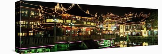 Yu Yuan Tea House and Shops at Night, Yu Yuan Shangcheng, Yu Gardens Bazaar, Shanghai, China, Asia-Gavin Hellier-Stretched Canvas