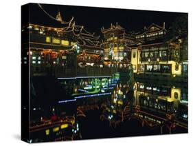 Yu Yuan Tea House and Shops at Night, Yu Yuan Shangcheng, Yu Gardens Bazaar, Shanghai, China-Gavin Hellier-Stretched Canvas