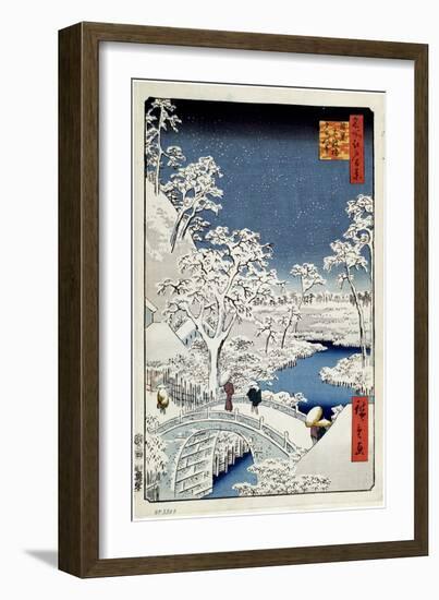 Yuhi Hill and the Drum Bridge at Meguro (One Hundred Famous Views of Ed), 1856-1858-Utagawa Hiroshige-Framed Giclee Print