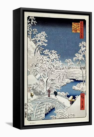 Yuhi Hill and the Drum Bridge at Meguro (One Hundred Famous Views of Ed), 1856-1858-Utagawa Hiroshige-Framed Stretched Canvas