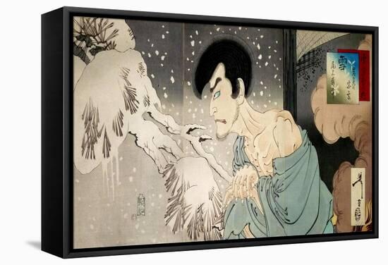 Yuki: Iwakura No Sogen: Onoe Baiko (Snow: Onoe Baiko V as Iwakura Sogen)-Yoshitoshi Tsukioka-Framed Stretched Canvas