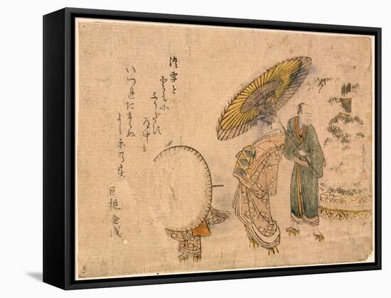 Yuki No Shogatsu Oiran Dochu-Kubo Shunman-Framed Stretched Canvas