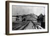 Yukon View of Town and Railroad - Carcross, AK-Lantern Press-Framed Art Print