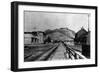 Yukon View of Town and Railroad - Carcross, AK-Lantern Press-Framed Art Print