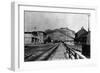 Yukon View of Town and Railroad - Carcross, AK-Lantern Press-Framed Art Print