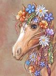 Digital Art - a Horse's Head with Flowers and Feathers in Hippie Style. Bohemian Chic.-yulianas-Art Print