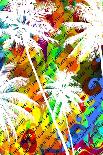 Multicolor Abstract Tropical Background with the Names of Tropical Resorts and White Silhouettes Of-yulianas-Stretched Canvas