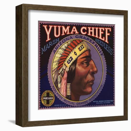 Yuma Chief Brand - Redlands, California - Citrus Crate Label-Lantern Press-Framed Art Print