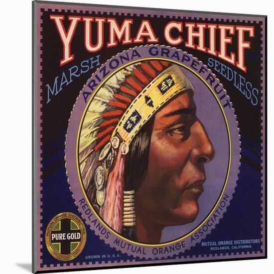 Yuma Chief Brand - Redlands, California - Citrus Crate Label-Lantern Press-Mounted Art Print