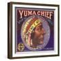 Yuma Chief Orange Label - Redlands, CA-Lantern Press-Framed Art Print