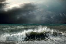 Tiger Looking And Sitting Under Dramatic Sky With Clouds-yuran-78-Photographic Print