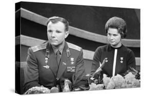 Yuri Gagarin and Valentina Tereshkova, Russian Cosmonauts, 1963-null-Stretched Canvas