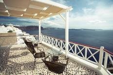 Summer Cafe at Oia, Santorini Island, Greece-yurok-Stretched Canvas