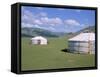 Yurts (Ghers) in Orkhon Valley, Ovorkhangai Province, Mongolia, Central Asia-Bruno Morandi-Framed Stretched Canvas