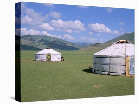 Yurts (Ghers) in Orkhon Valley, Ovorkhangai Province, Mongolia, Central Asia-Bruno Morandi-Stretched Canvas