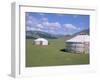 Yurts (Ghers) in Orkhon Valley, Ovorkhangai Province, Mongolia, Central Asia-Bruno Morandi-Framed Photographic Print