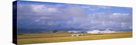 Yurts on a Landscape, Uvurkhangai Aimag, Independent Mongolia-null-Stretched Canvas