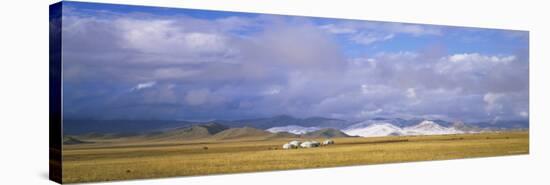 Yurts on a Landscape, Uvurkhangai Aimag, Independent Mongolia-null-Stretched Canvas