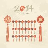 Tassels Set With Chinese Zodiac Signs-Yurumi-Art Print