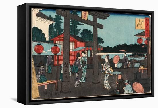 Yushima Tenmangu-Utagawa Hiroshige-Framed Stretched Canvas