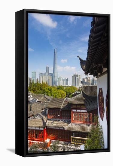 Yuyuan Gardens and Bazaar with the Shanghai Tower Behind, Old Town, Shanghai, China-Jon Arnold-Framed Stretched Canvas