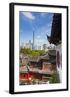 Yuyuan Gardens and Bazaar with the Shanghai Tower Behind, Old Town, Shanghai, China-Jon Arnold-Framed Photographic Print