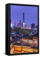 Yuyuan Gardens and Bazaar with the Shanghai Tower Behind, Old Town, Shanghai, China-Jon Arnold-Framed Stretched Canvas